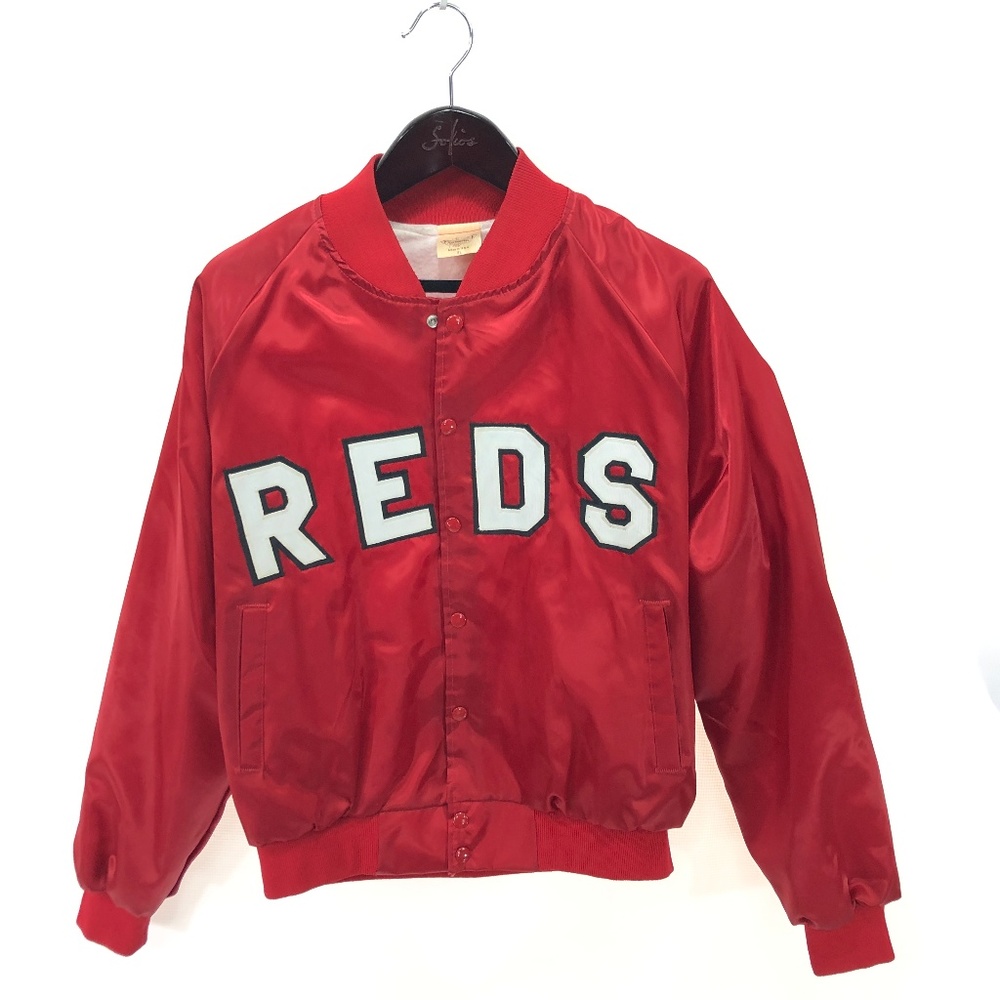 AUBURN CINCINNATI Reds XL Vintage Red Satin Bomber - Picture 1 of 3